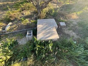 Arqueta de obra entre la vegetación