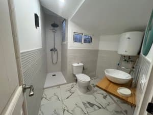 Baño visto desde la puerta con la ducha al fondo