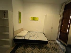 Cama doble con estantería y armario