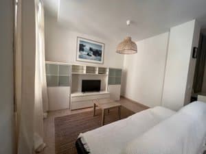 Sala de estar con televisor y sofá
