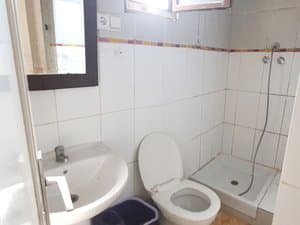 Baño con ducha, lavabo e inodoro