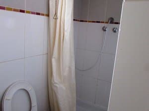 Baño con ducha y cortina