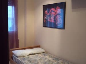 Dormitorio con cama individual y cuadro