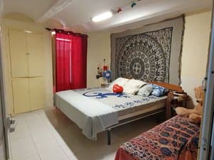 Dormitorio con cama de matrimonio y armario empotrado