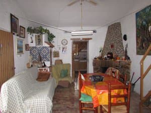 Salón comedor con chimenea y mesa